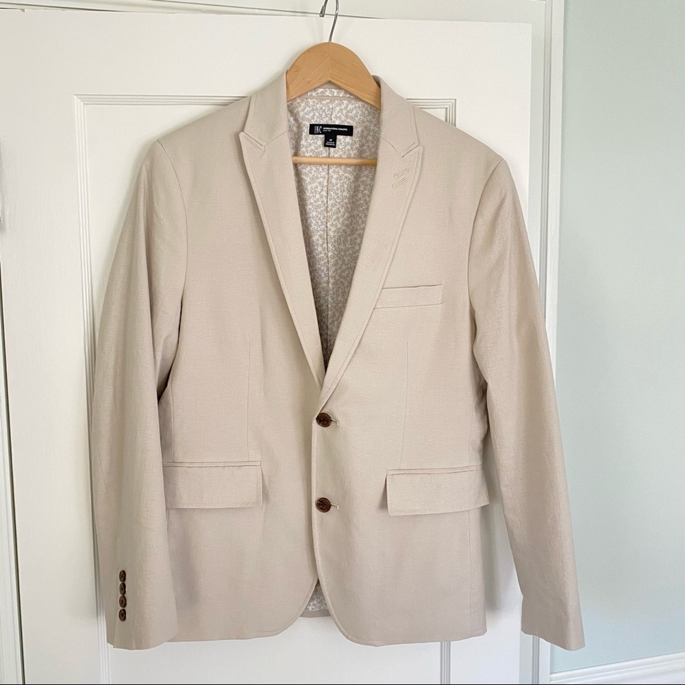 INC Slim-Fit Linen Blend Men's Suit Light Tan